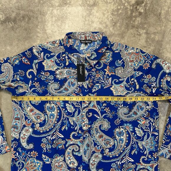 Tolani Collection Blouse Womens Large Blue Multicolor Floral Button Up - Picture 2 of 10